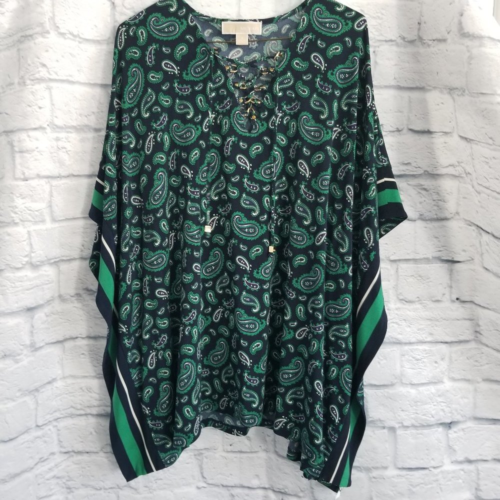 MK Paisley Print Kaftan Style Tunic Top Sm - NWOT
